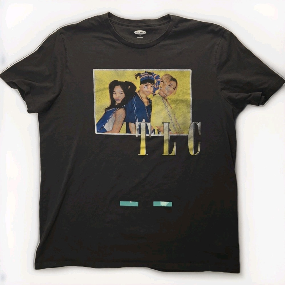 TLC Graphic Band T-Shirt Old Navy XL Black 90s Y2K Retro Style Vintage‎ Look